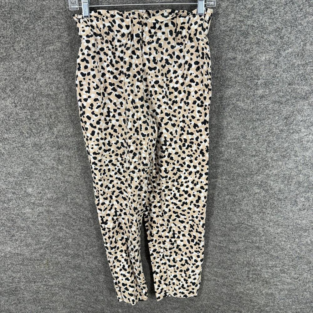 Ann Taylor Pants Women PXS Petite Beige Animal Print Mid Rise Chino Flat Front